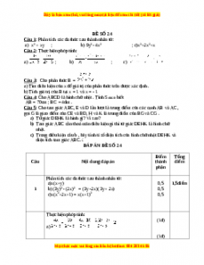 Đề thi cuối học kì 1 Toán 8 năm 2022 - 2023 - Đề 24