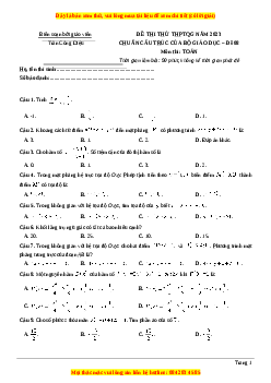 Đề thi thử THPT Quốc Gia môn Toán có đáp án (đề 8 ) - thầy Trần Công Diệu