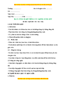 Giáo án Công nghệ 10 (Kết nối tri thức) Bài 25: Công nghệ trồng cây không dùng đất