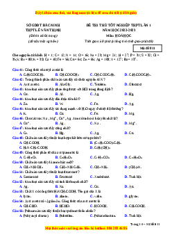 Đề thi thử Hóa học trường Lê Văn Thịnh lần 1 năm 2023