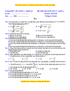 Đề thi thử Vật lí trường Đô Lương - Nghệ An năm 2023