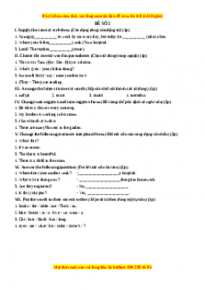 Học kỳ 1: Phần 2 Một số đề kiểm tra học kỳ 1 - Mục A- Đề số 2-Giáo viên Mai Lan Hương đầy đủ đáp án