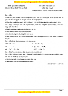 Đề thi học kì 1 Hóa lớp 8 năm 2023 Phòng GD và ĐT Quận Bình Thạnh