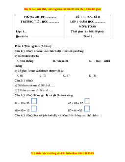 Đề thi cuối kì 2 Toán lớp 1 Cánh diều (Đề 3)