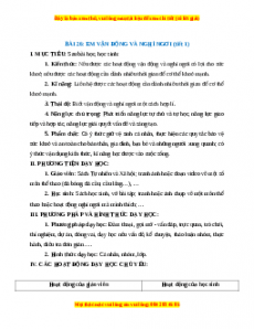 Giáo án TNXH 1 Chân trời sáng tạo Em vận động và nghỉ ngơi