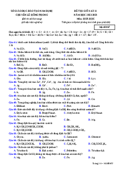 Đề thi thử Hóa học trường Chuyên Lê Hồng Phong năm 2023