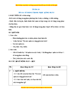 Giáo án HĐTN lớp 1 Tuần 20