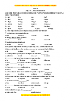 Test 9 - Bộ đề bồi dưỡng học sinh giỏi tiếng Anh toàn diện lớp 6 - Giáo viên Linh Đan