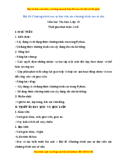 Giáo án Tin học 10 Bài 10 (Cánh diều): Chương trình con và thư viện các chương trình con có sẵn