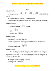 Đề thi Toán 9 học kì 1 năm 2022 - 2023 - Đề 1