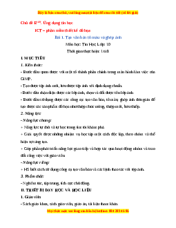 Giáo án Tin học 10 Bài 1 (Cánh diều): Tạo văn bản tô màu và ghép ảnh