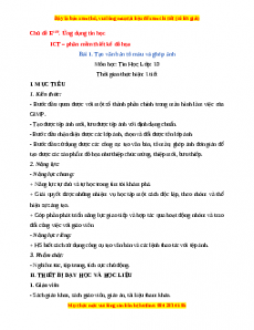 Giáo án Tin học 10 Bài 1 (Cánh diều): Tạo văn bản tô màu và ghép ảnh
