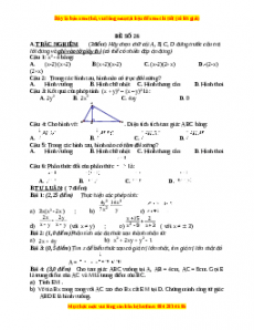 Đề thi cuối học kì 1 Toán 8 năm 2022 - 2023 - Đề 26