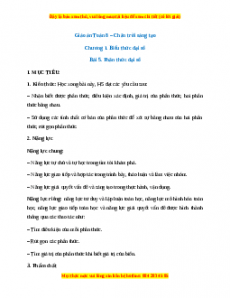 Giáo án Phân thức đại số Toán 8 Chân trời sáng tạo