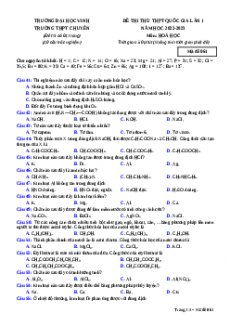 Đề thi thử Hóa học trường Chuyên ĐH Vinh lần 1 năm 2023