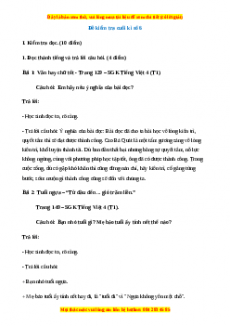 Đề thi cuối kì 1 Tiếng Việt lớp 4 (Đề 6)