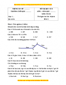 Đề thi cuối kì 2 Toán lớp 2 Kết nối tri thức (Đề 2)