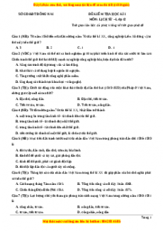 Đề thi cuối kì 1 Lịch sử 12 năm 2023 Sở GD và ĐT Đồng Nai