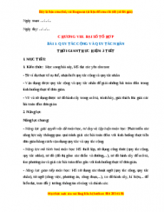 Giáo án Quy tắc cộng và quy tắc nhân Toán 10 Chân trời sáng tạo