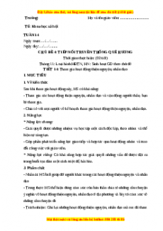 Giáo án Hoạt động trải nghiệm 7 Cánh diều Chủ đề 4: Tiếp nối truyền thống quê hương