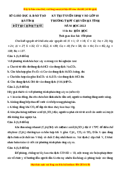 Đề thi vào 10 môn Hóa học năm 2023 - Trường THPT Chuyên Hà Tĩnh