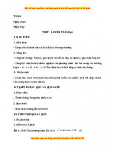 Giáo án Luyện tập( Tiếp theo) Toán 9 Học kì 2