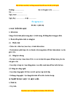 Giáo án Công nghệ 6 Ôn tập học kì 2 (Kết nối tri thức)