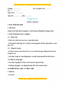 Giáo án Công nghệ 6 Ôn tập học kì 2 (Kết nối tri thức)