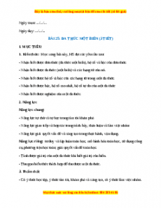 Giáo án Đa thức một biến Toán 7 Kết nối tri thức