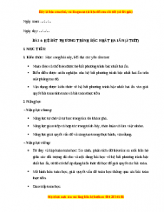 Giáo án Hệ phương trình bậc nhất 2 ẩn Toán 10 Kết nối tri thức