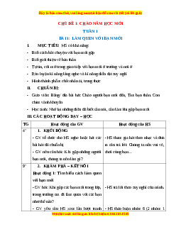 Giáo án HĐTN lớp 1 Tuần 1