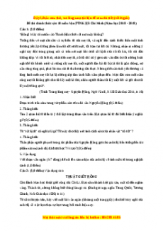 Đề thi tuyển sinh chính thức vào 10 môn Ngữ Văn năm 2018 - 2019 có đáp án - Trường PTNK Hồ Chí Minh