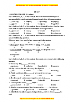 Đề thi trắc nghiệm Tiếng anh 10 năm 2022 - 2023 (Đề 7)