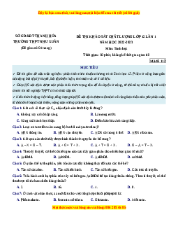 Đề thi thử Sinh học trường Như Xuân - Thanh Hóa lần 1 năm 2023