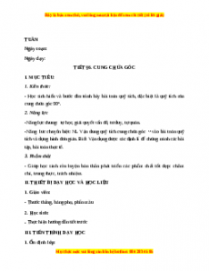 Giáo án Cung chứa góc Toán 9 Học kì 2