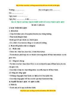 Giáo án Công nghệ 10 (Kết nối tri thức) Bài 10: Thực hành: Nhận biết một số loại phân bón hóa học