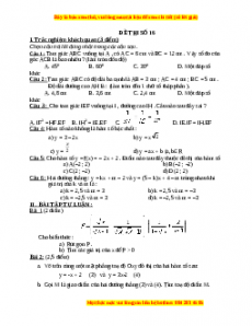 Đề thi Toán 9 học kì 1 năm 2022 - 2023 - Đề 16