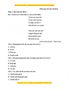 Đề thi giữa kì 2 Ngữ Văn lớp 7 Cánh diều có đáp án (Đề1)
