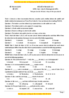 Đề thi học kì 1 Tiếng anh 12 năm 2022 - 2023 (Đề 3)