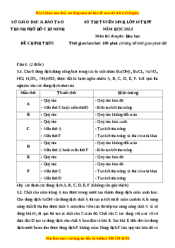 Đề thi vào 10 môn Hóa học năm 2023 - Trường THPT Chuyên Hồ Chí Minh