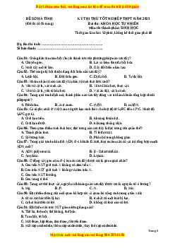 Đề thi thử Sinh học Sở Hà Tĩnh lần 1 năm 2023