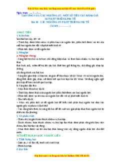 Giáo án Bài 18 Địa lí 10 Cánh Diều (2024): Các nguồn lực phát triển kinh tế