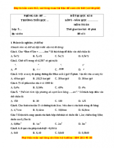 Bộ 20 đề thi cuối kì 2 Toán lớp 5 năm 2023 có đáp án