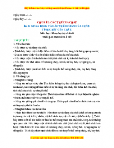 Giáo án Bài 8 KHTN 6 Chân trời sáng tạo (2024): Sự đa dạng và các thể cơ bản của chất. Tính chất của chất
