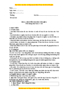 Giáo án GDCD 7 Bài 2 (Cánh diều): Bảo tồn di sản văn hóa