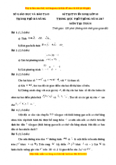 Đề chính thức Toán vào 10 TP Đà Nẵng năm 2017 - 2018