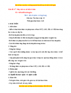 Giáo án Tin học 10 Bài 1 (Cánh diều): Hệ nhị phân và ứng dụng