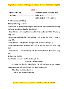 Đề thi cuối kì 2 Tiếng Việt lớp 5 năm 2023 (Đề 39)