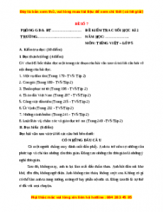 Đề thi cuối kì 2 Tiếng Việt lớp 5 năm 2023 (Đề 27)