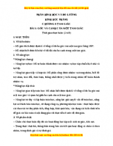 Giáo án Góc và cạnh của một tam giác Toán 7 Chân trời sáng tạo